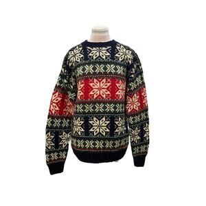 VINTAGE BYFORD 100% Pure Shetland Wool Pullover Crewneck Sweater LARGE Fair Isle